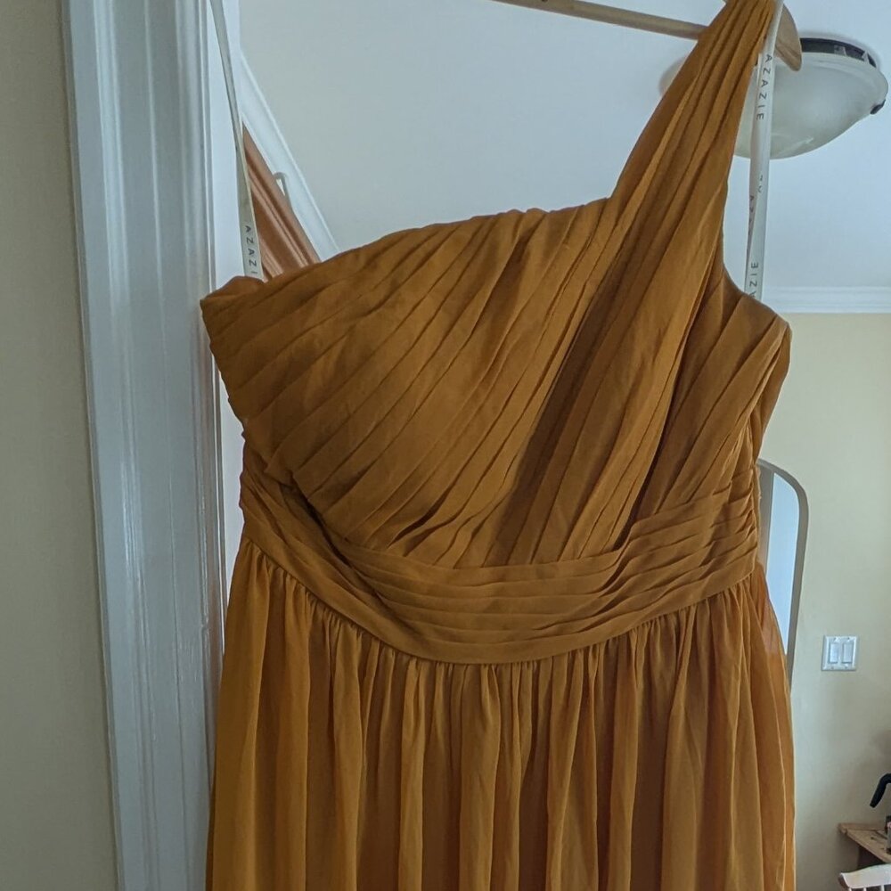 One Shoulder Floor-Length Azazie Bridesmaid Dress